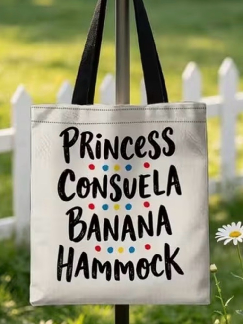 Friends Canvas Tote “Princess Consuela Banana Hammock” 13” x 15”